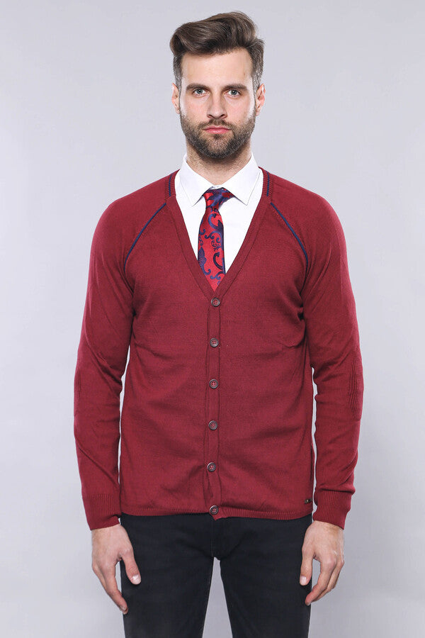 Burgundy Cotton Men's Knitwear - Wessi