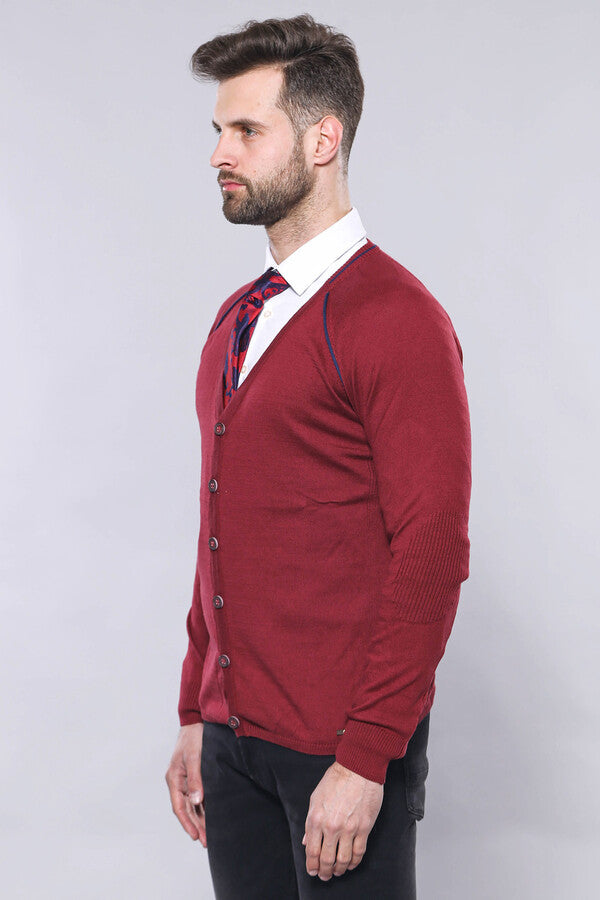 Burgundy Cotton Men's Knitwear - Wessi