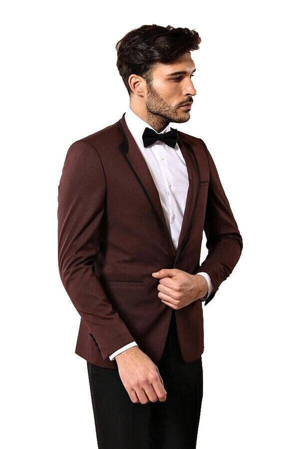 Burgundy Shawl Lapel Tuxedo | Wessi