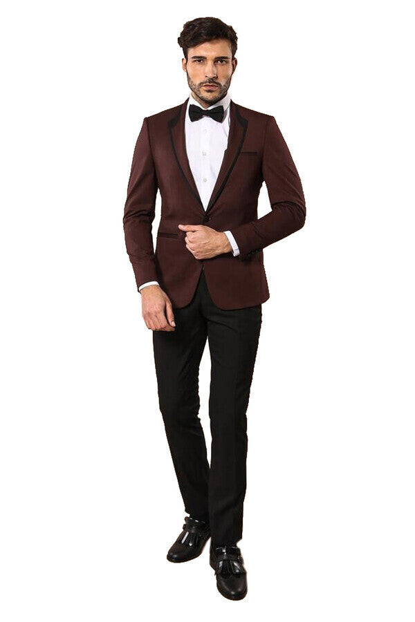 Burgundy Shawl Lapel Tuxedo | Wessi