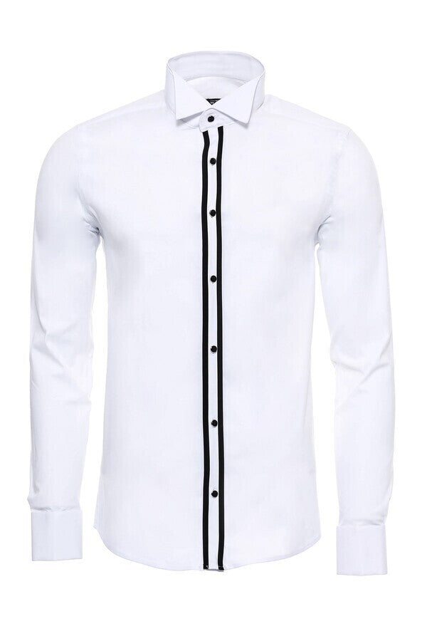 Camisa formal blanca con botones y detalles - Wessi