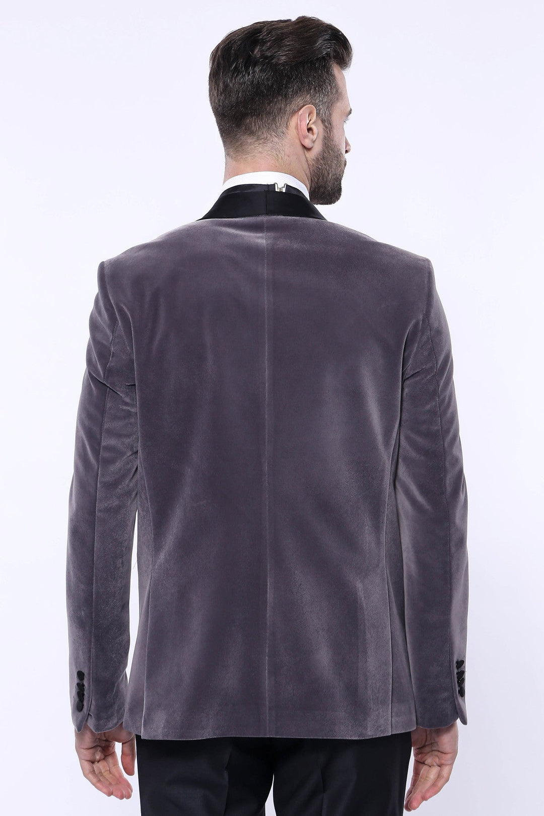 Blazer gris oscuro de terciopelo liso | Wessi