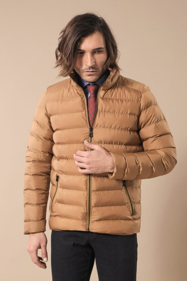 Camel Short Men Down Jacket - Wessi