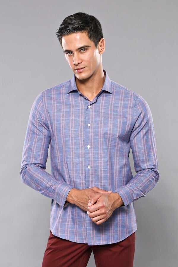 Casual Plaid Blue Shirt | Wessi