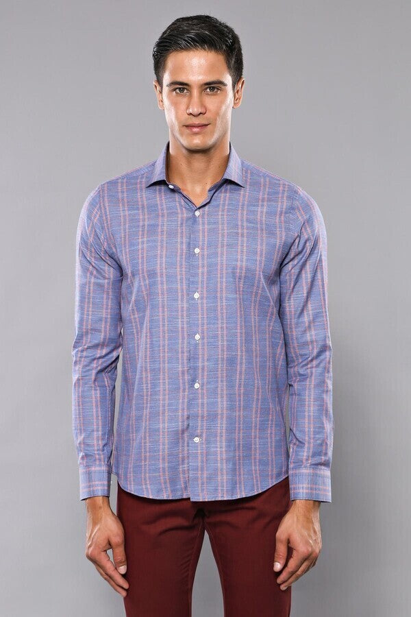 Casual Plaid Blue Shirt | Wessi