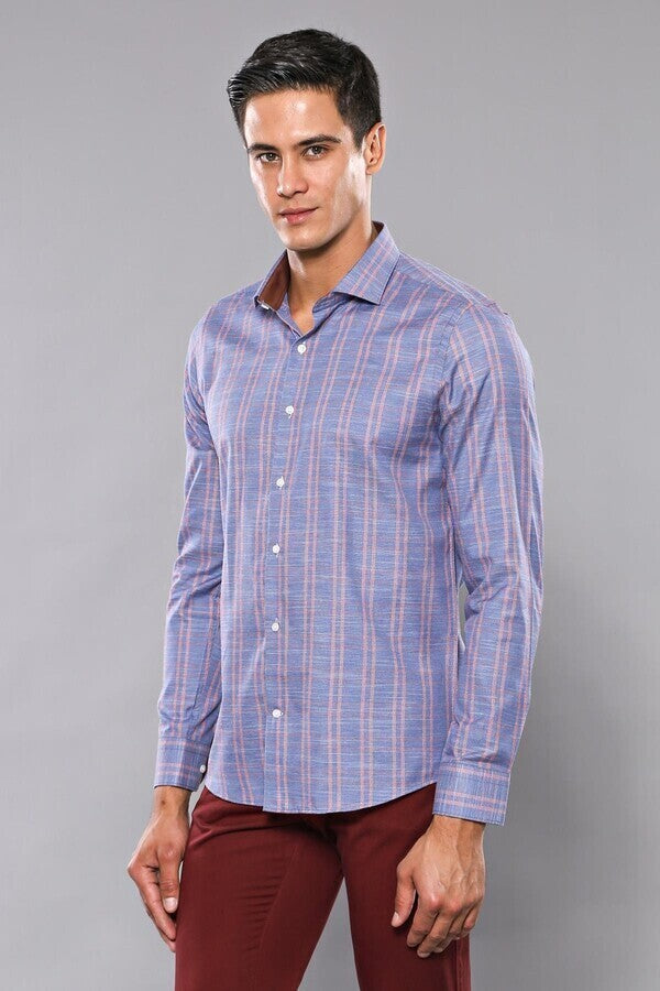 Casual Plaid Blue Shirt | Wessi