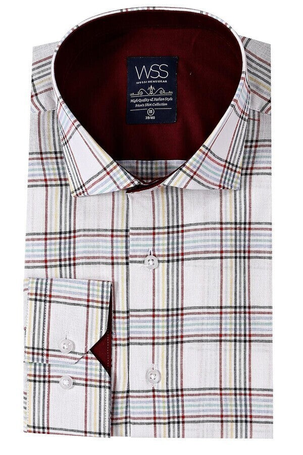 Camisa informal a cuadros blanca | Wessi