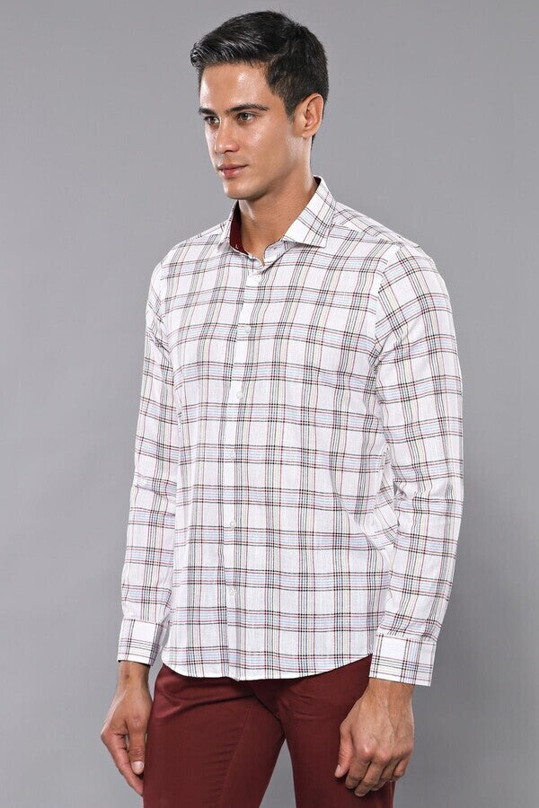 Camisa informal a cuadros blanca | Wessi