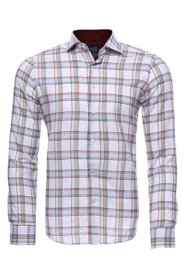 Camisa informal a cuadros blanca | Wessi