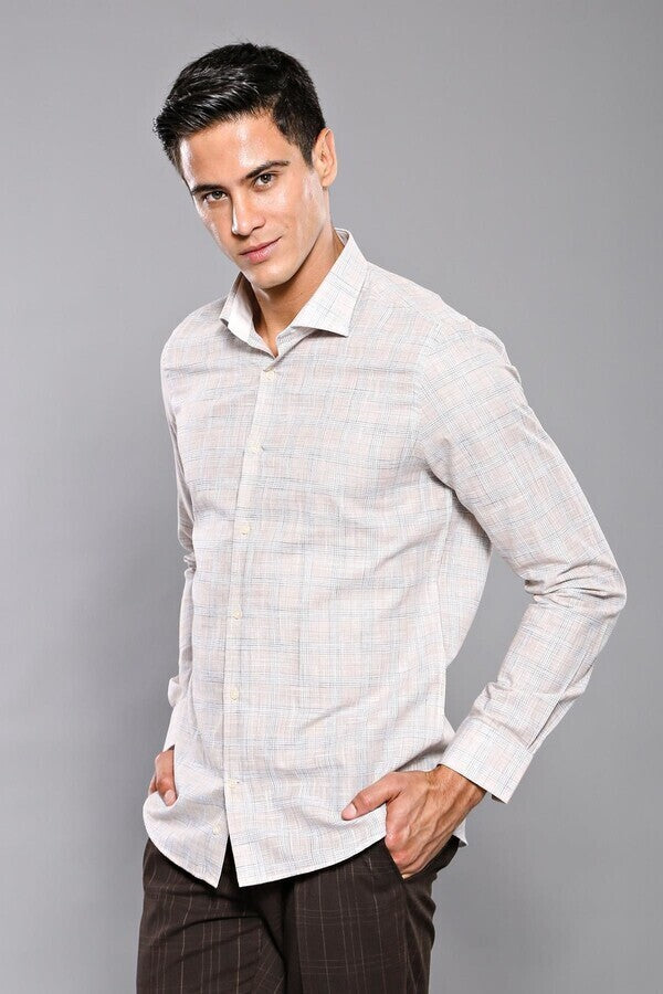 Checked Beige Shirt - Wessi
