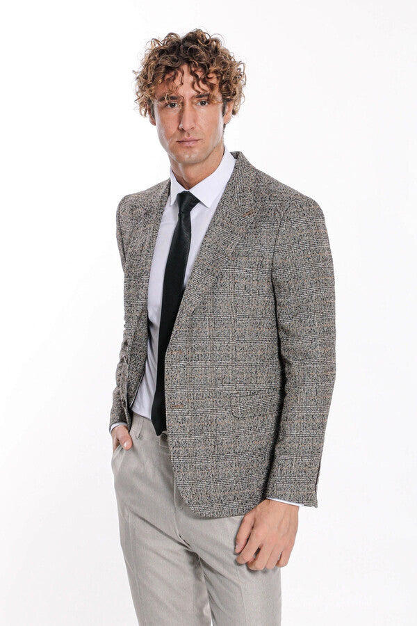 Blazer de cuadros negros para hombre - Wessi