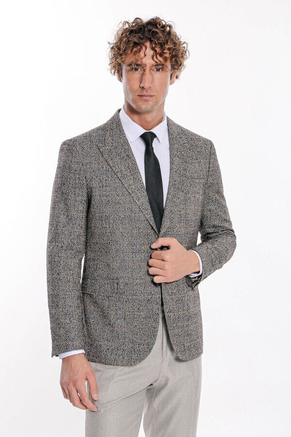 Blazer de cuadros negros para hombre - Wessi