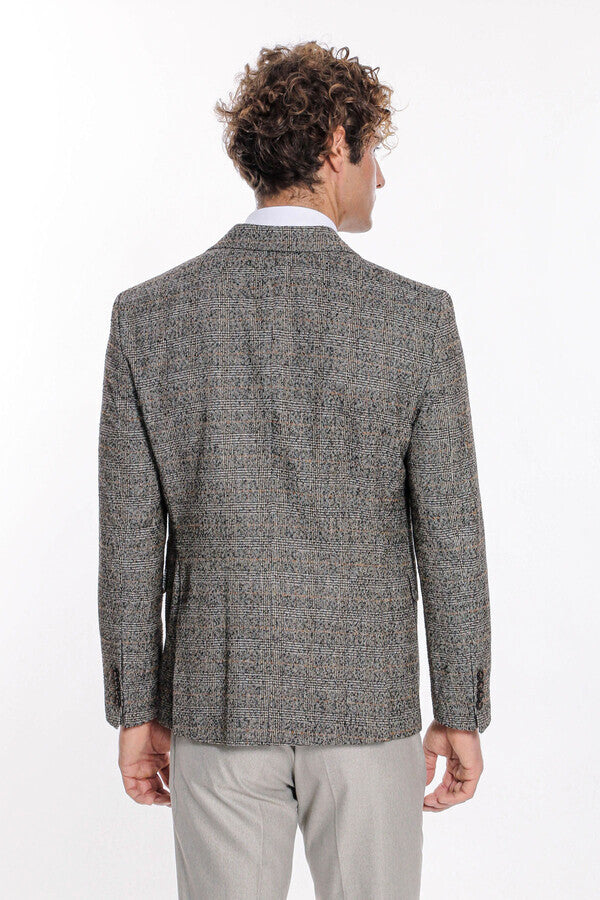 Checked Black Men Blazer - Wessi