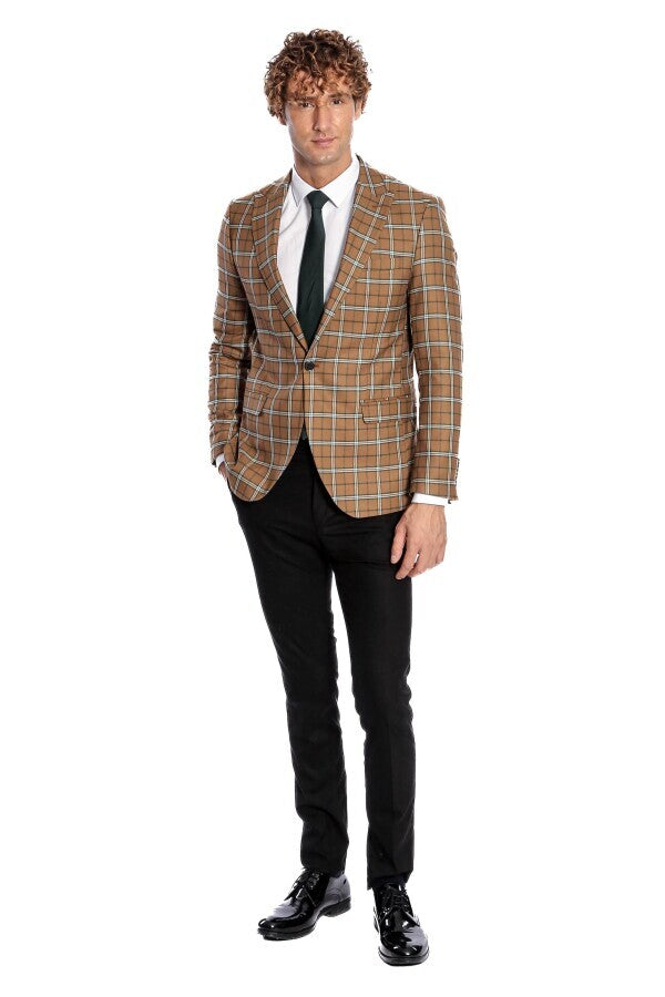 Blazer de cuadros marrones para hombre - Wessi