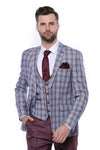 Checked Burgundy Men Suit - Wessi