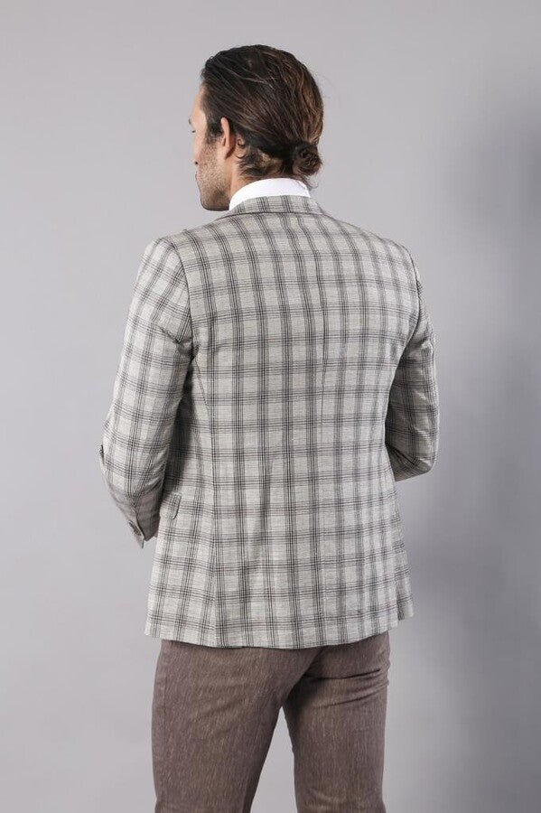 Checked Light Brown Mens Suit | Wessi