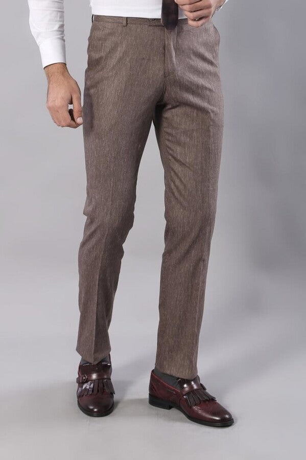 Checked Light Brown Mens Suit | Wessi