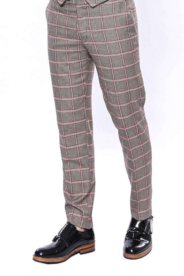 Pantalones de cuadros gris claro para hombre - Wessi