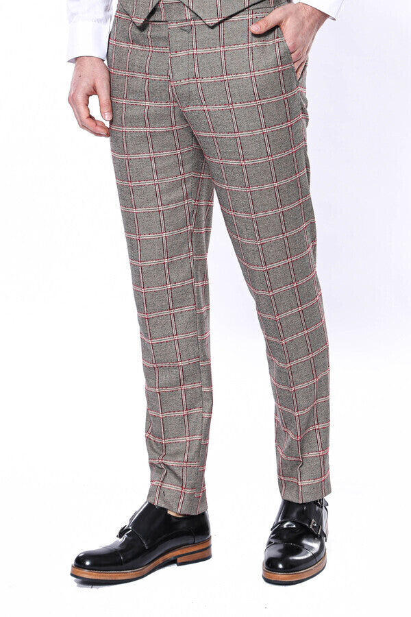 Pantalones de cuadros gris claro para hombre - Wessi