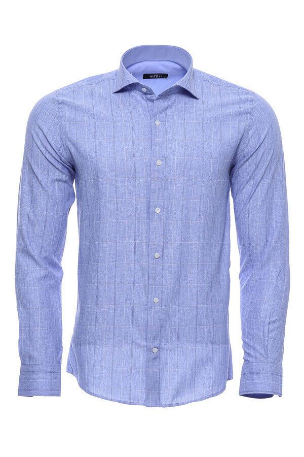 Checked Long Sleeve Blue Shirt | Wessi