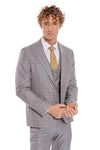 Checked Slim Fit Light Blue Men Suit - Wessi