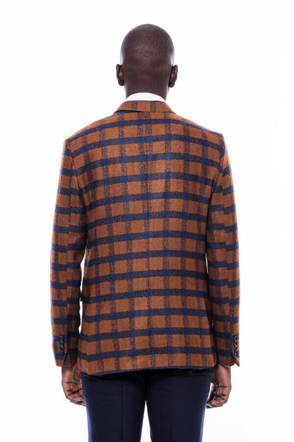 Checked Tawny Slim-Fit Blazer - Wessi