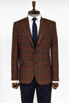 Checked Wool Brown Men Blazer - Wessi