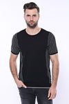 Circle Neck Patterned Black Knitted T-Shirt - Wessi