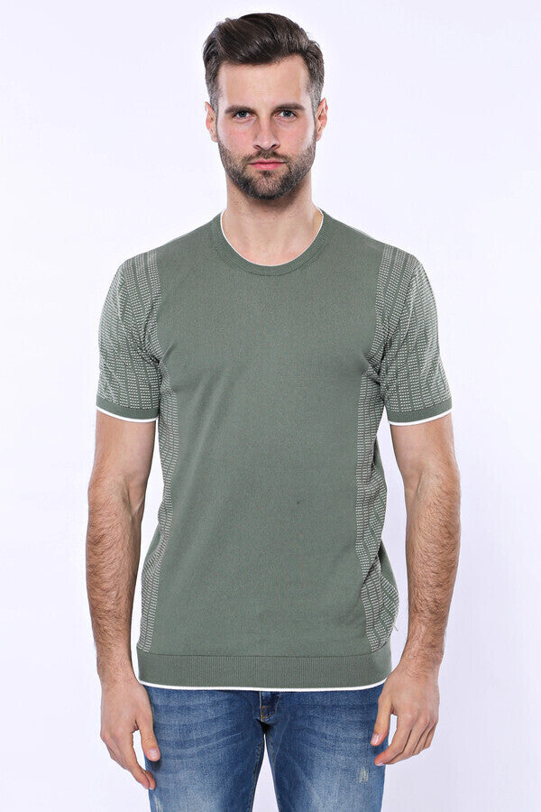 Camiseta de punto verde con estampado y cuello redondo - Wessi