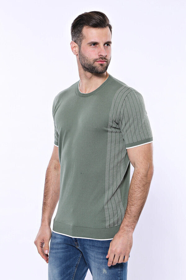 Camiseta de punto verde con estampado y cuello redondo - Wessi