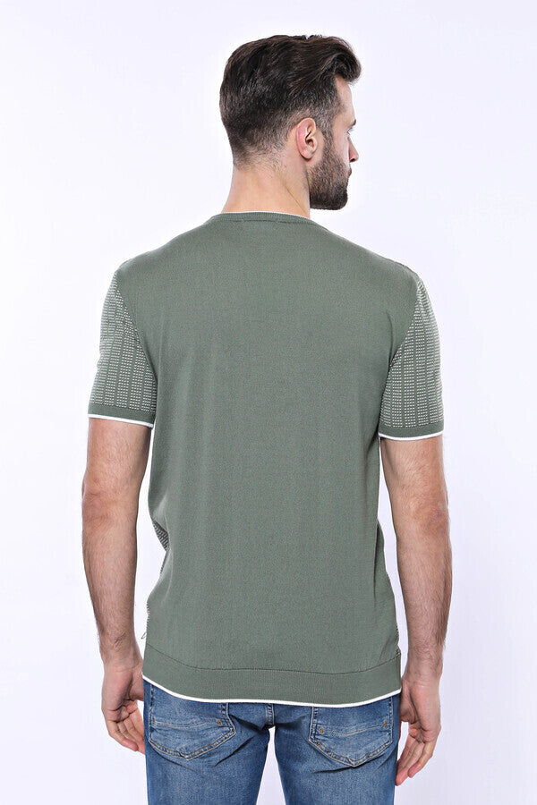 Camiseta de punto verde con estampado y cuello redondo - Wessi