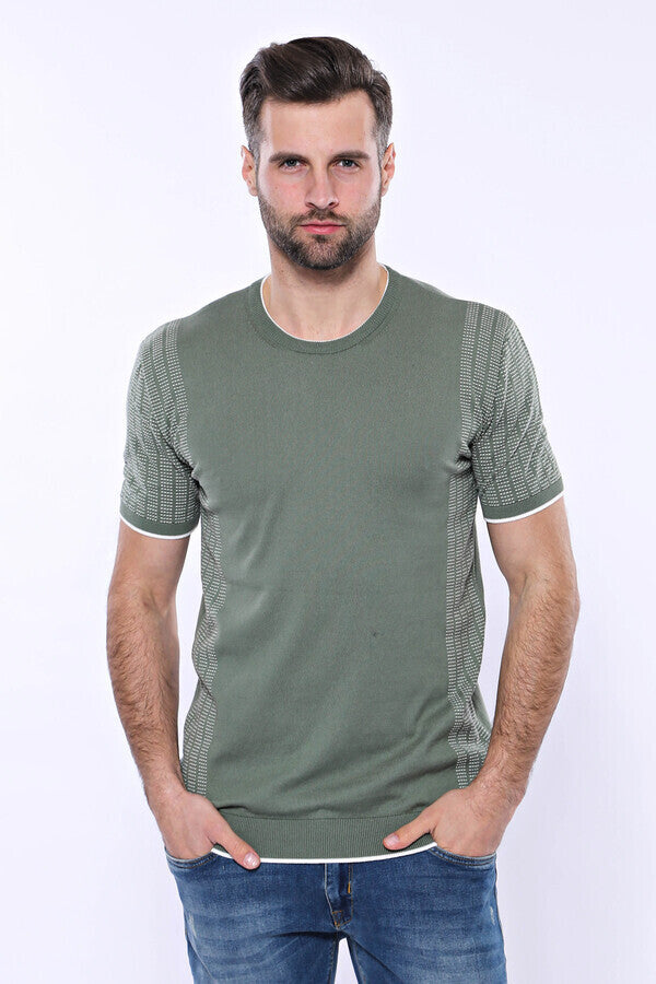 Camiseta de punto verde con estampado y cuello redondo - Wessi