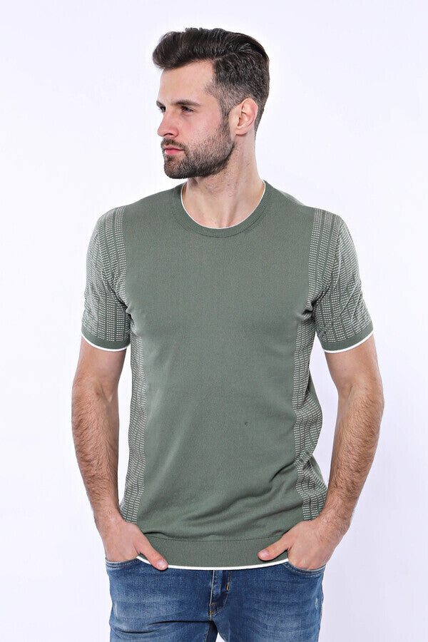 Camiseta de punto verde con estampado y cuello redondo - Wessi