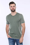 Circle Neck Patterned Green Knitted T-Shirt - Wessi