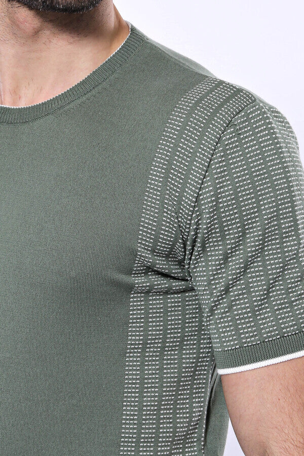 Camiseta de punto verde con estampado y cuello redondo - Wessi