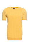 Circle Neck Patterned Yellow Knitted T-Shirt - Wessi