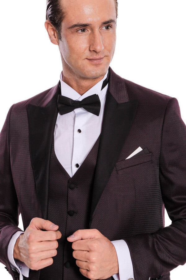 Claret Red and Black Tuxedo for Men | Wessi