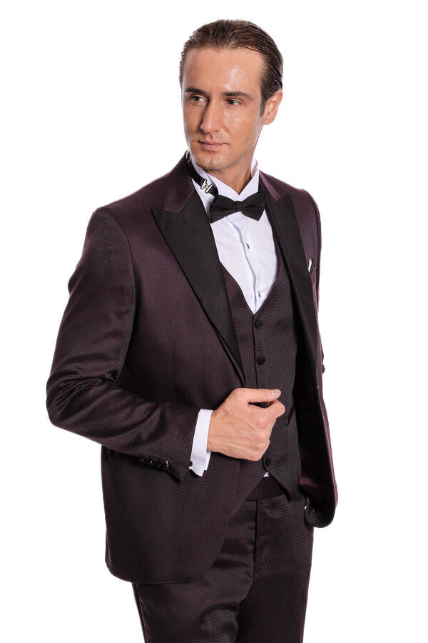 Claret Red and Black Tuxedo for Men | Wessi