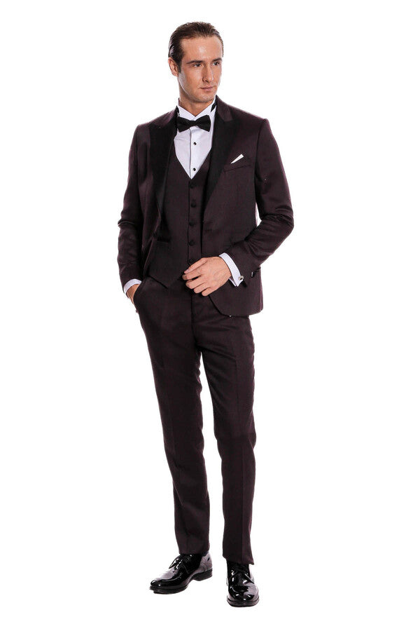 Claret Red and Black Tuxedo for Men | Wessi