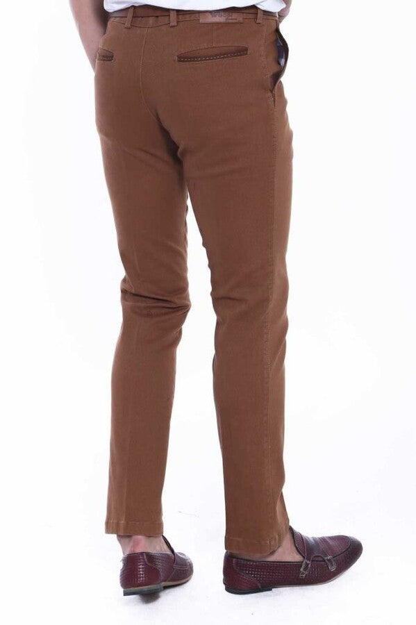 Cotton Dot Pocket Brown Men Pants - Wessi