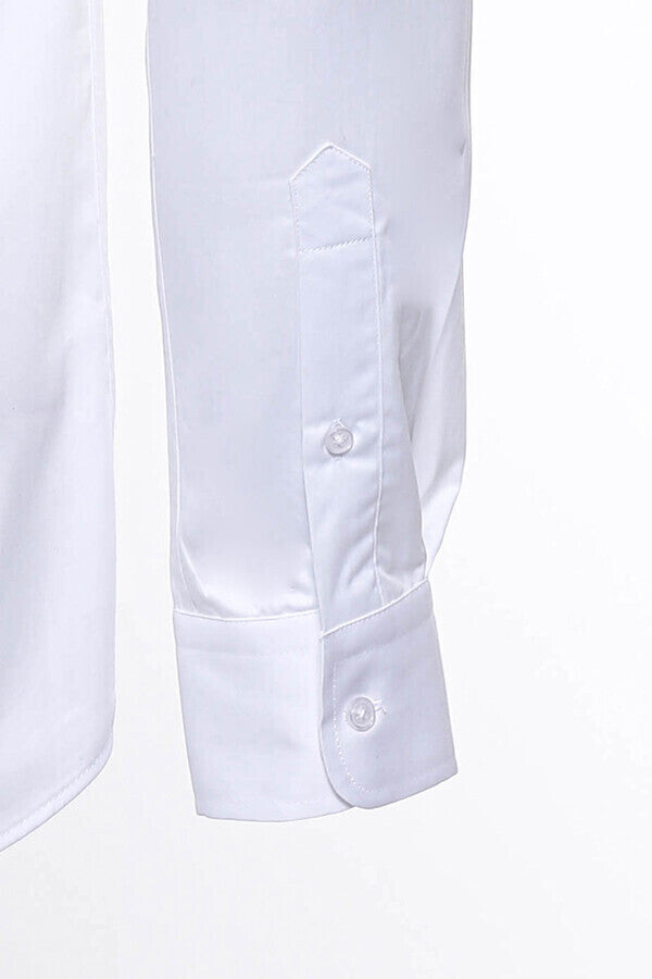 Cotton Satin Plain Slim Fit White Men Shirt - Wessi