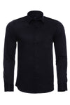 Camisa de satén de algodón de corte ajustado para hombre, color negro - Wessi