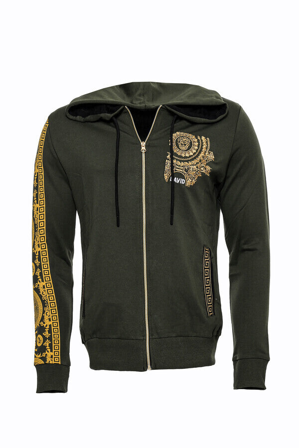 Dark Green Hooded Slim Fit Sweatshirt - Wessi