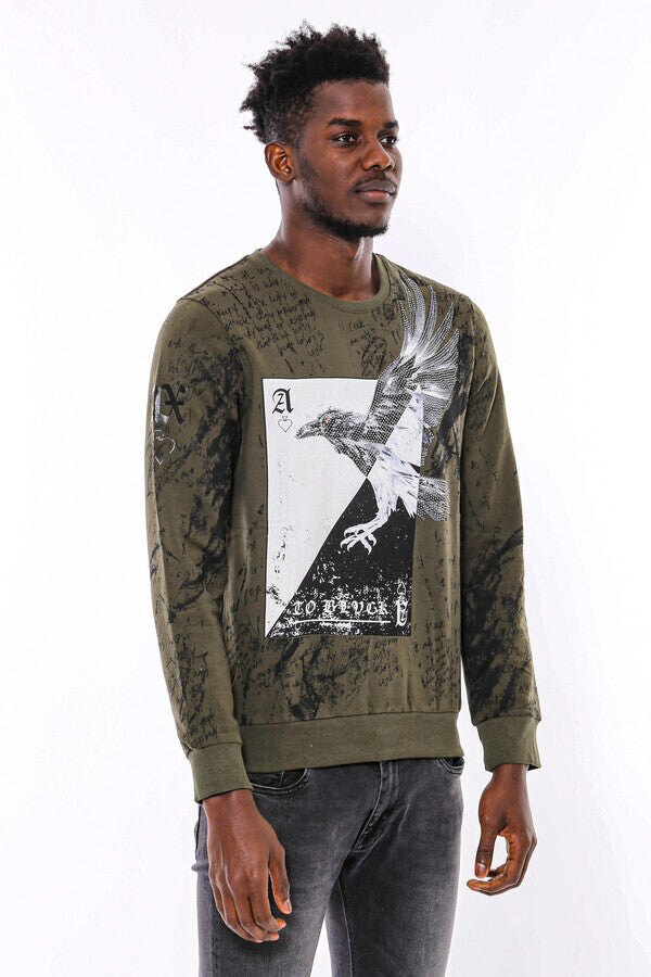 Sudadera ajustada con estampado verde oscuro - Wessi