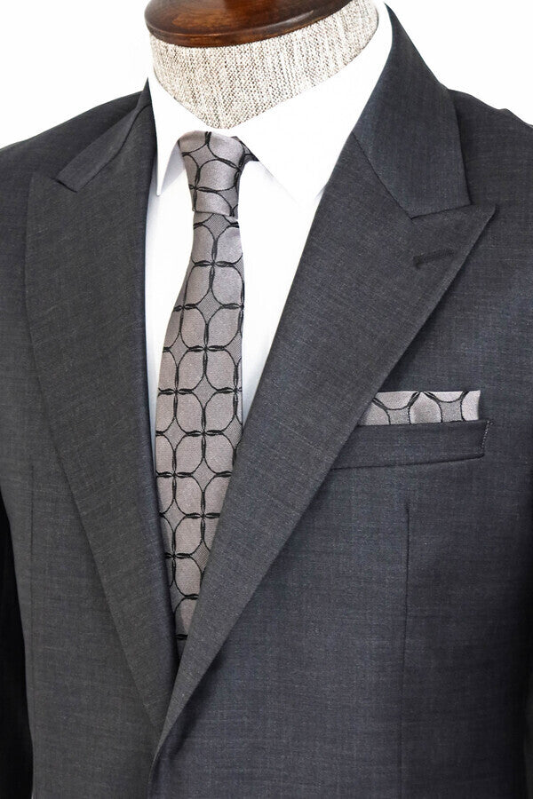 Dark Grey Wool Men's Suit - Wessi