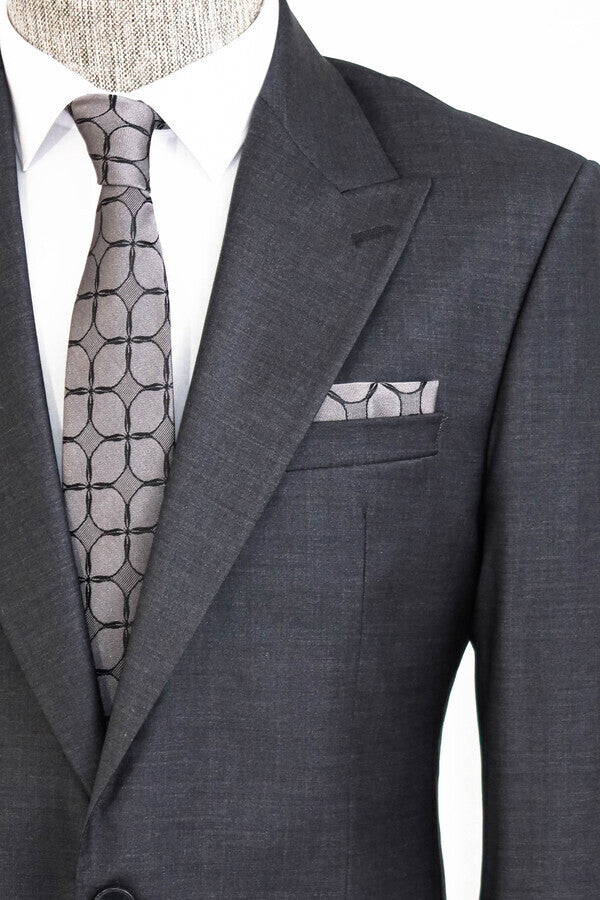 Dark Grey Wool Men's Suit - Wessi