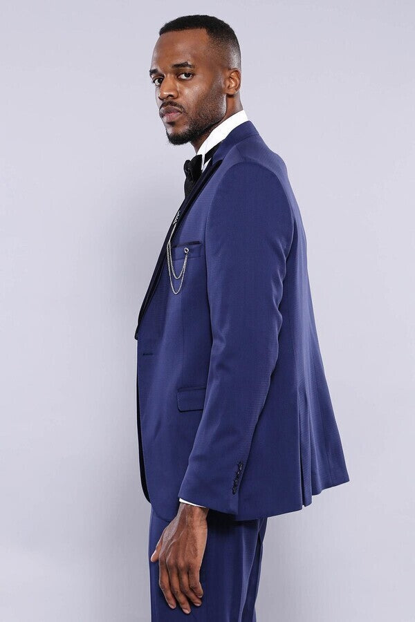 Detachable Lapel Blue Men Tuxedo  - Wessi