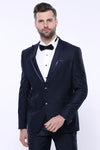 Detachable Lapel Navy Blue Tuxedo | Wessi