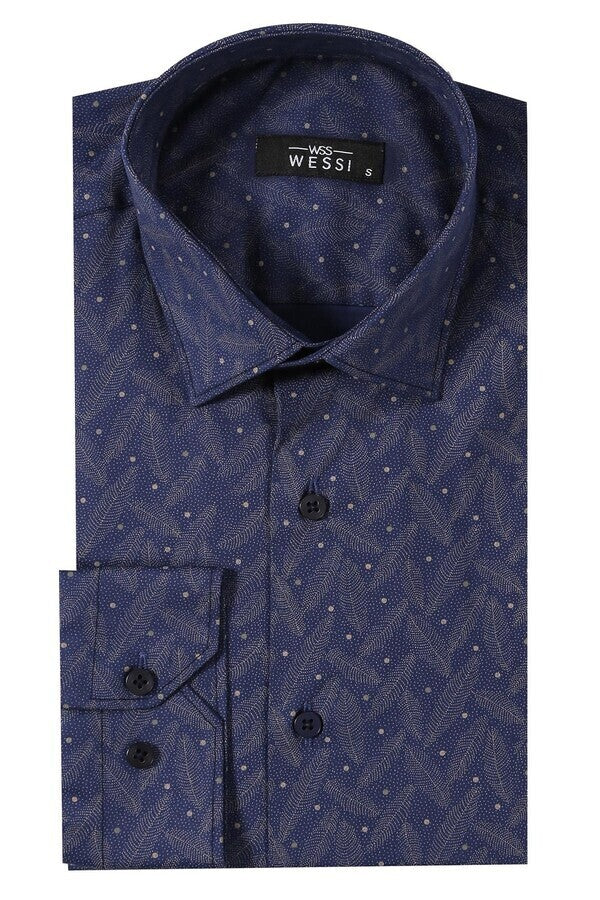 Camisa azul marino con estampado de lunares | Wessi