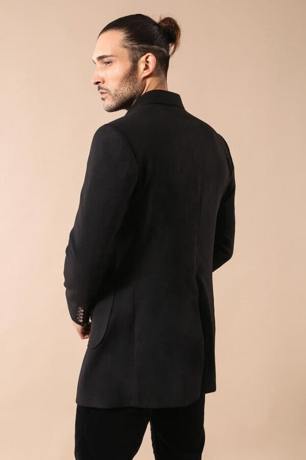 Double-Breasted Black Men Coat - Wessi